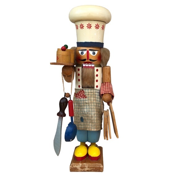 Original Steinbach Volkskunst Vintage Wood Nutcracker Chef From West Germany 16”